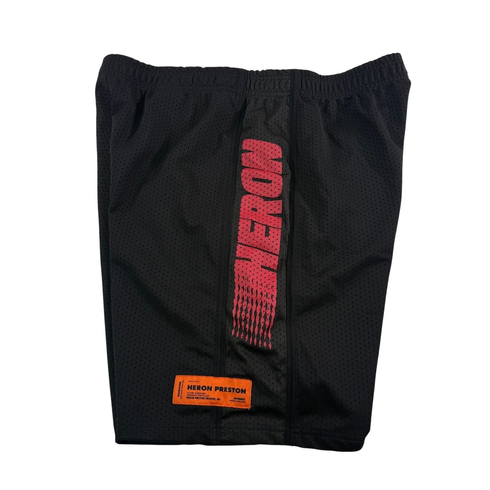Heron Preston Mens Black Red Mesh Basketball Graphic Shorts HMCI002S19763050 L